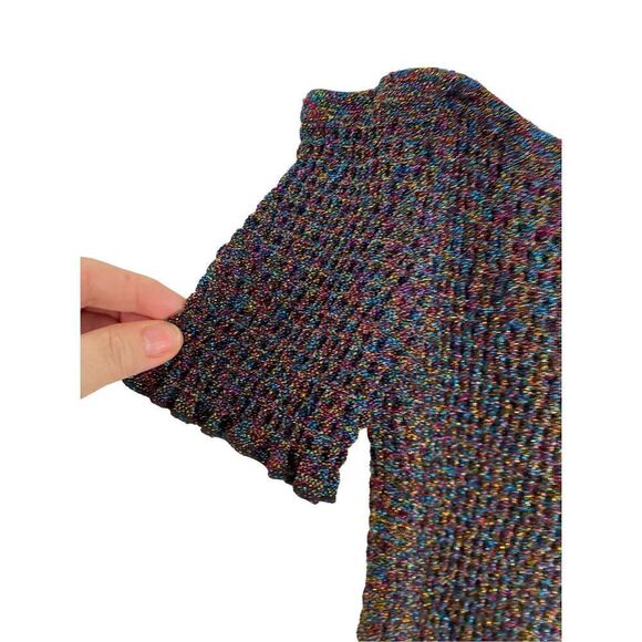 Urban outfitters multi colored off shoulder tube, top metallic threading size M - Picture 3 of 5